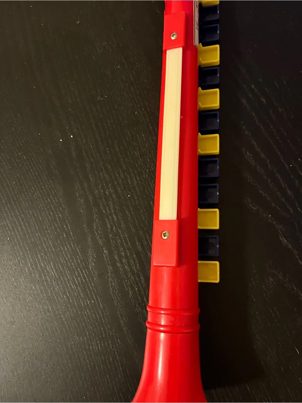 Vintage Toy Saxophone Clarinet Red Blue Yellow Plastic Keyed Horn 12”